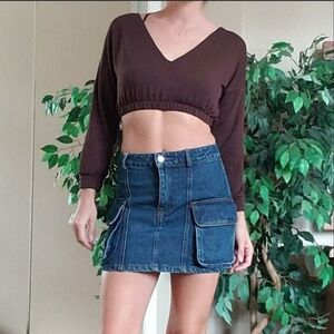 MICAS XS Denim Mini Cargo Skirt